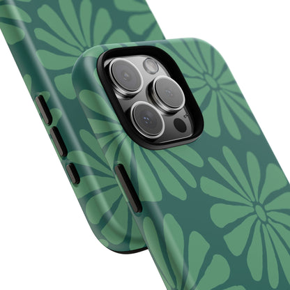 Stylish iPhone Case, Floral Phone Cover, Tough Phone Cases, Green Daisy Design, Unique Gift for Her, Spring Accessories