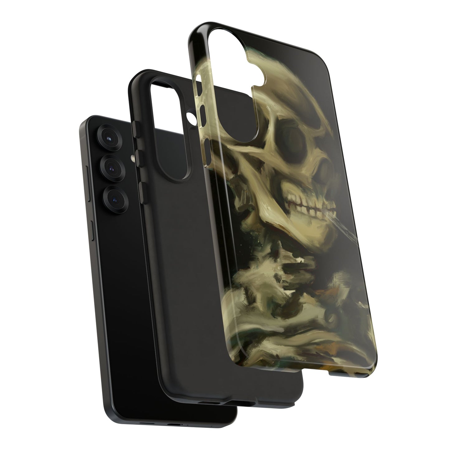 Skull Phone Case - Tough Cases, Macabre Style, Unique Accessories, Perfect for Halloween, Gothic Decor, Edgy Gift Idea | Van Gogh Reimagined, Abstract Twist on  Van Gogh's Skeleton with Burning Cigarette