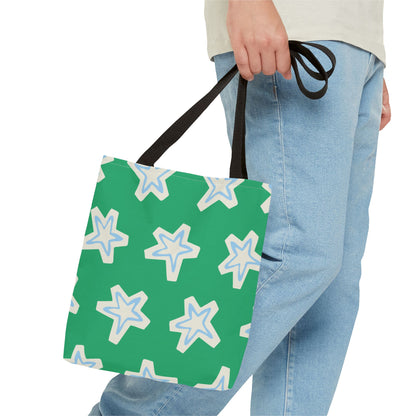 Starry Green AOP Tote Bag | Stylish Grocery Tote, Eco-Friendly Bag, Beach Bag, Weekend Getaway, Custom Design