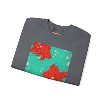 Colorful Fish Graphic Crewneck Sweatshirt, Cozy Unisex Sweater, Fun Graphic Top, Ideal Gift for Fish Lovers, Casual Everyday Wear, Comfy Goldfish Crewneck