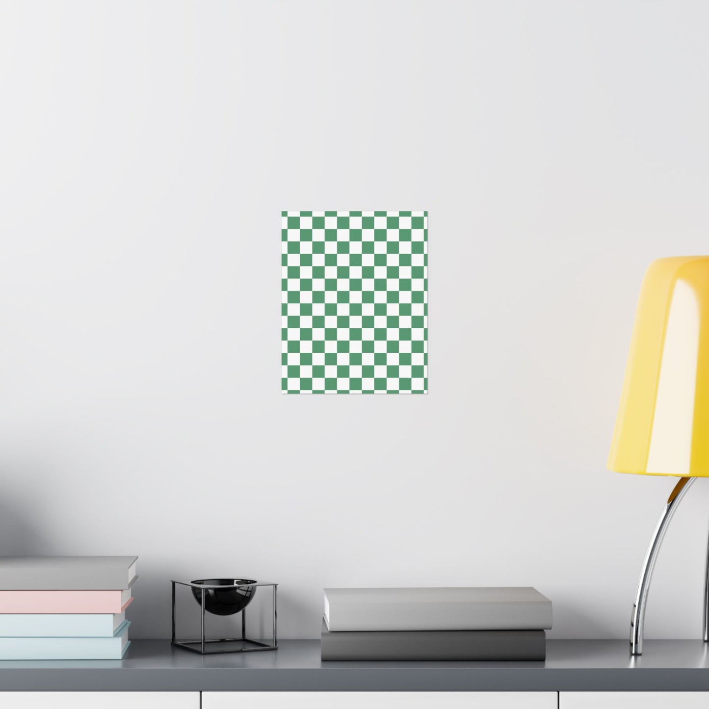 Green Checkerboard Matte Vertical Posters | Home Decor, Wall Art, Living Room Accent, Patterned Prints, Gift for Art Lovers