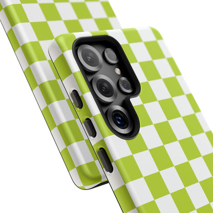 Lively Checker Pattern Phone Case | Tough Cases, Green Checkered Design, Unique Cell Phone Cover, Trendy Accessory, Gift Idea