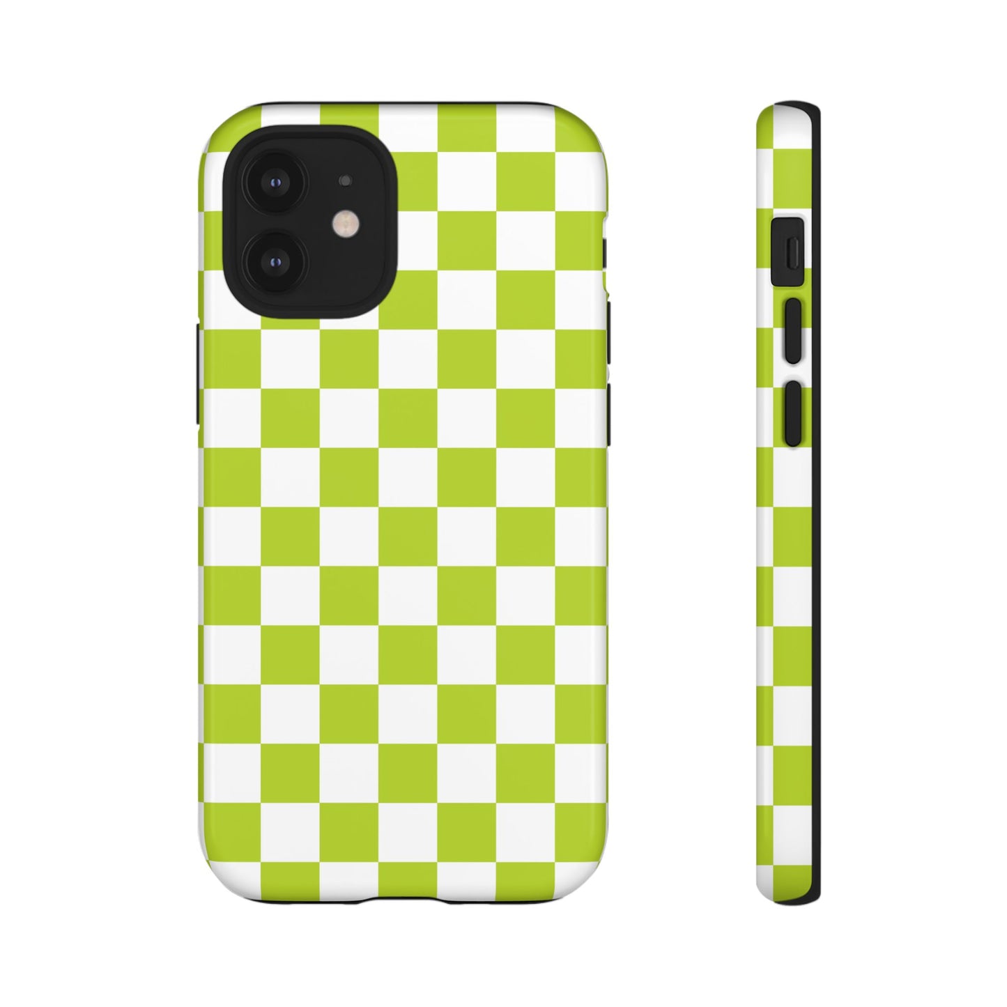 Lively Checker Pattern Phone Case | Tough Cases, Green Checkered Design, Unique Cell Phone Cover, Trendy Accessory, Gift Idea
