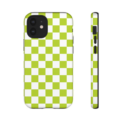 Lively Checker Pattern Phone Case | Tough Cases, Green Checkered Design, Unique Cell Phone Cover, Trendy Accessory, Gift Idea