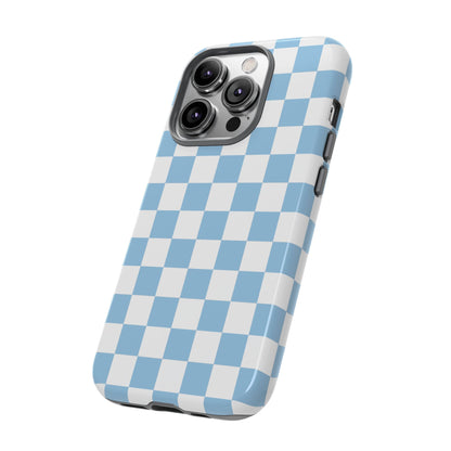Blue Checkered Phone Case, Tough Phone Cover, Stylish Mobile Protector, Unique Gift for Him/Her, Trendy Accessories for Holidays