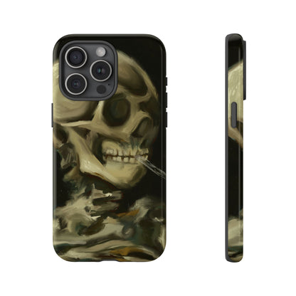 Skull Phone Case - Tough Cases, Macabre Style, Unique Accessories, Perfect for Halloween, Gothic Decor, Edgy Gift Idea | Van Gogh Reimagined, Abstract Twist on  Van Gogh's Skeleton with Burning Cigarette