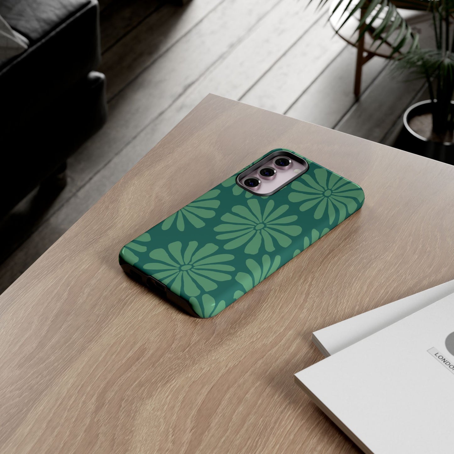 Stylish iPhone Case, Floral Phone Cover, Tough Phone Cases, Green Daisy Design, Unique Gift for Her, Spring Accessories