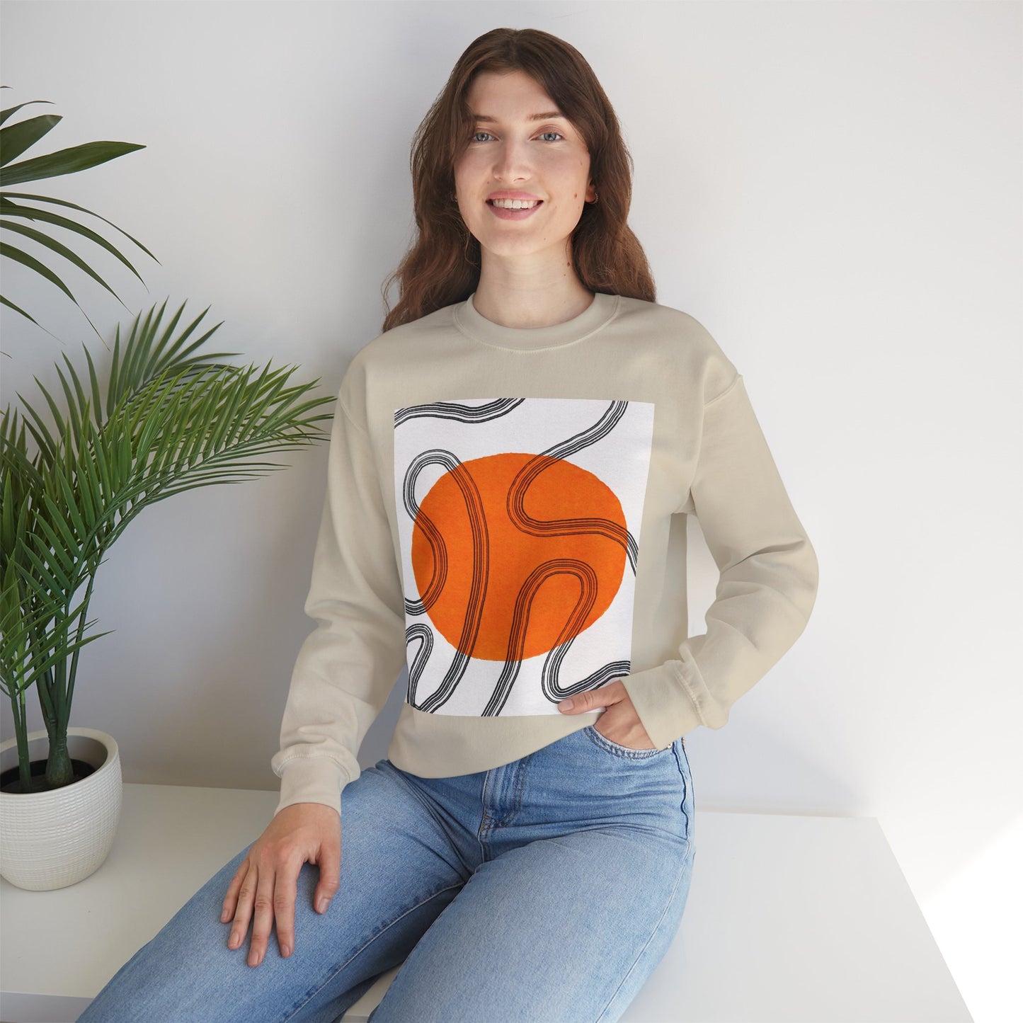 Retro Abstract Art Crewneck Sweatshirt, Cozy Graphic Pullover, Unisex Casualwear, Perfect Gift for Art Lovers, Fall Fashion Essential, Gift for Him, Gift for Her