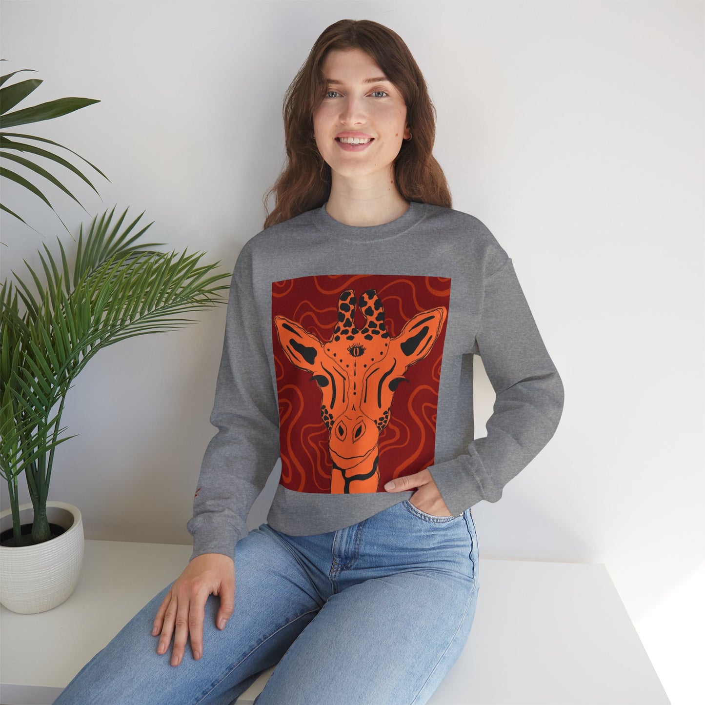 Giraffe Art Crewneck Sweatshirt, Cozy Giraffe Sweatshirt, Animal Lover Gift, Unique Sweatshirt for Friends, Cute Animal Apparel