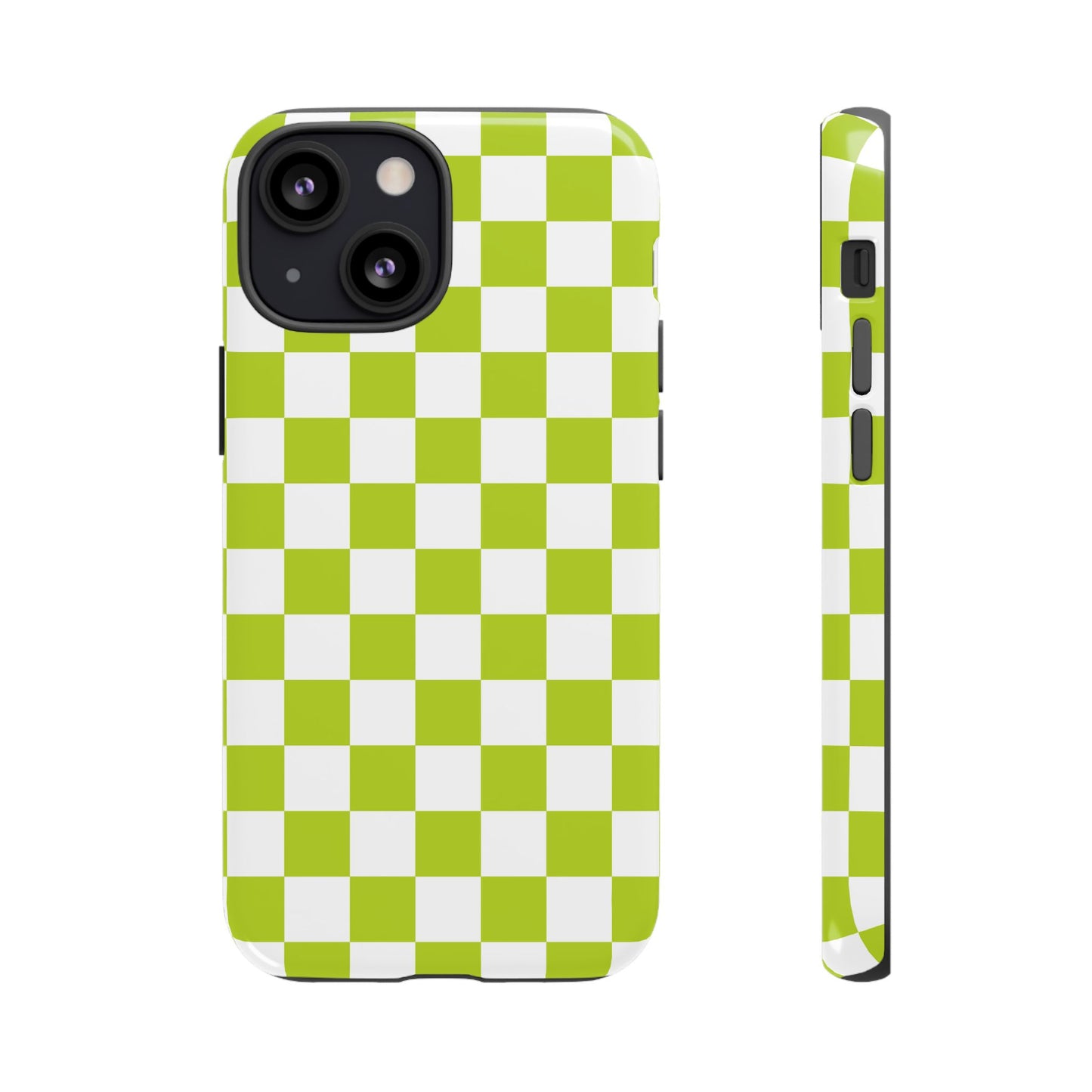 Lively Checker Pattern Phone Case | Tough Cases, Green Checkered Design, Unique Cell Phone Cover, Trendy Accessory, Gift Idea