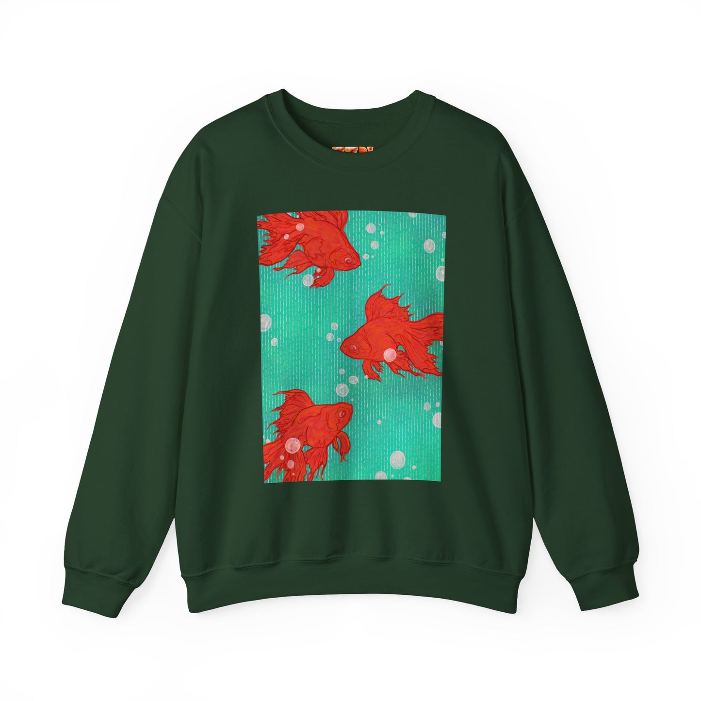 Colorful Fish Graphic Crewneck Sweatshirt, Cozy Unisex Sweater, Fun Graphic Top, Ideal Gift for Fish Lovers, Casual Everyday Wear, Comfy Goldfish Crewneck