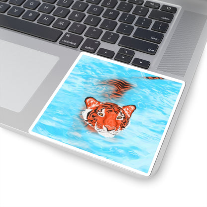 Vibrant Tiger Kiss-Cut Stickers - Wild Animal Art, Laptop Decals, Jungle Decor, Gift for Nature Lovers, Party Favors