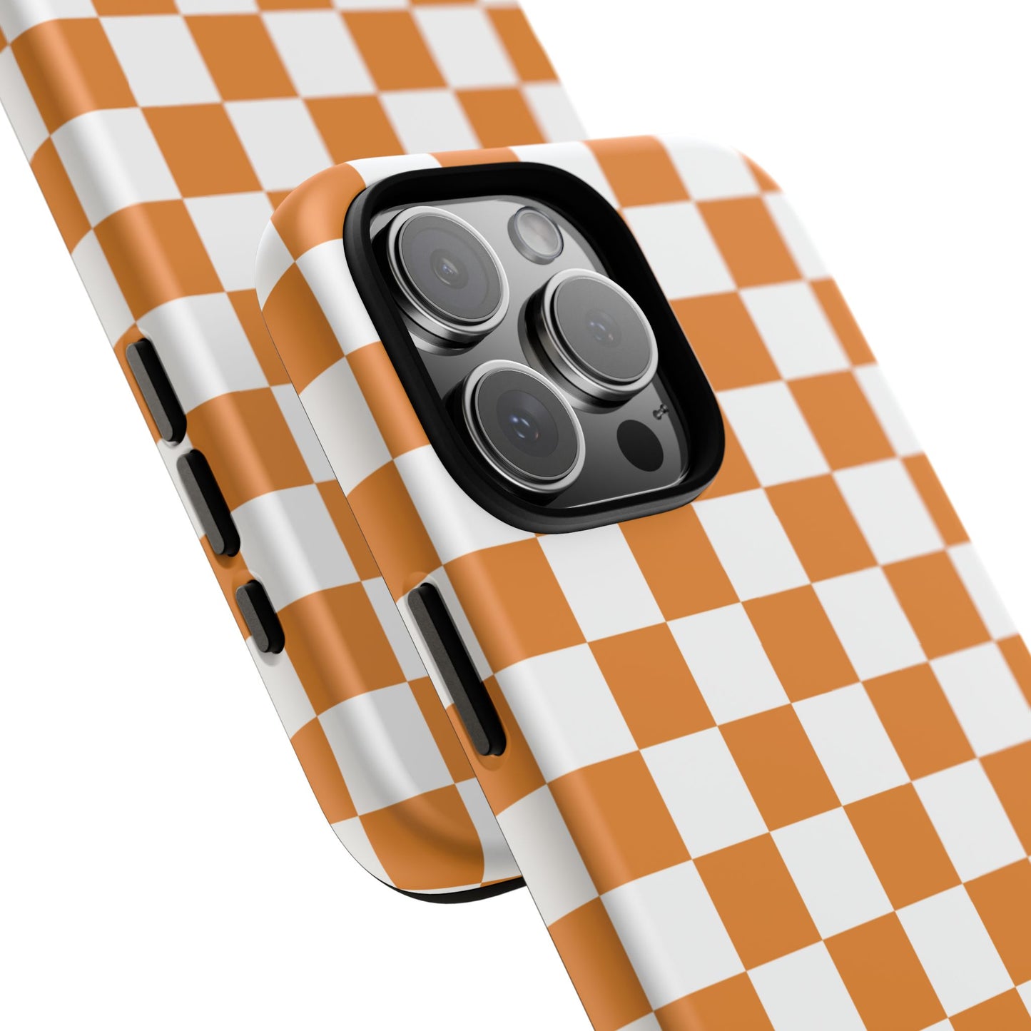 Orange Checkerboard Phone Case, Stylish Tough Cases for Protection, Gift for Friends, Trendy Cell Phone Accessories, Statement Tech Gear