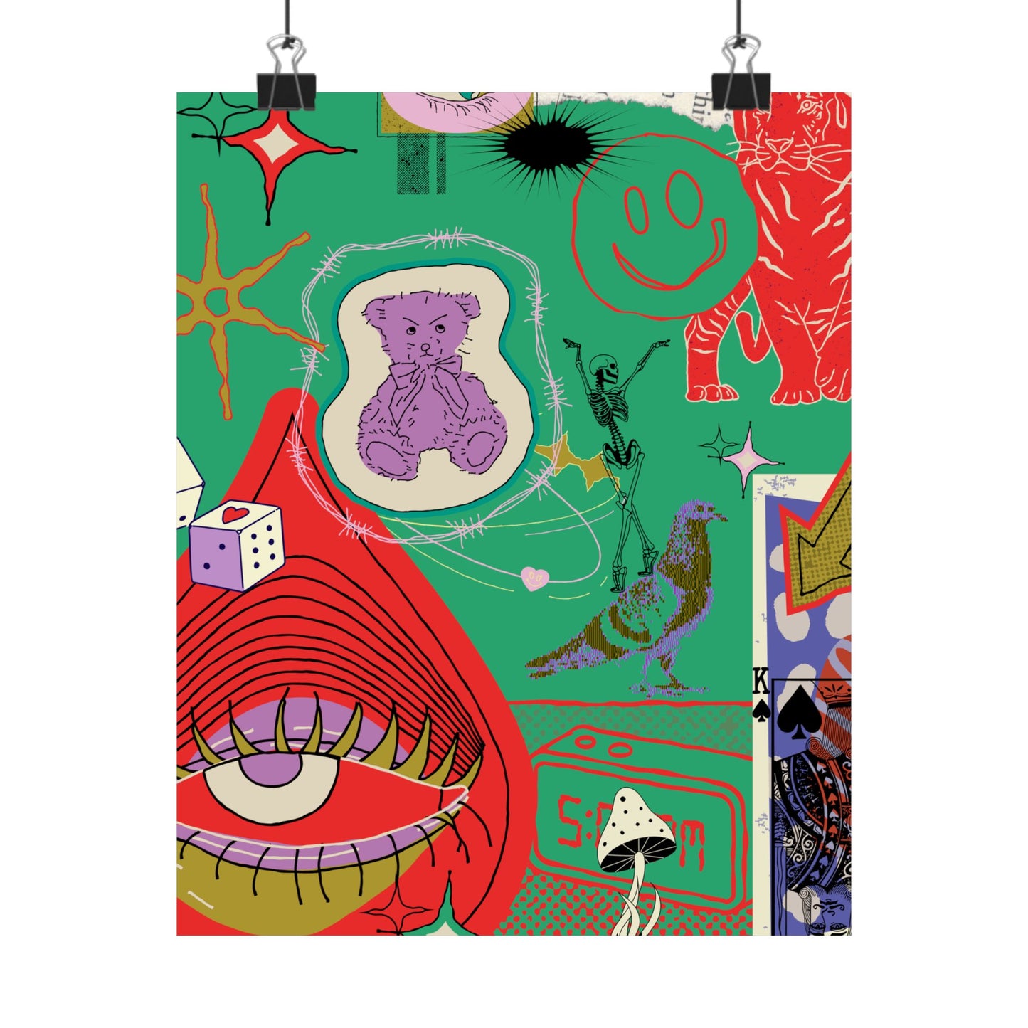 Vibrant Matte Vertical Posters, Retro Wall Art, Playful Home Decor, Unique Gift for Art Lovers, Perfect for Parties and Celebrations