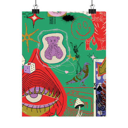 Vibrant Matte Vertical Posters, Retro Wall Art, Playful Home Decor, Unique Gift for Art Lovers, Perfect for Parties and Celebrations