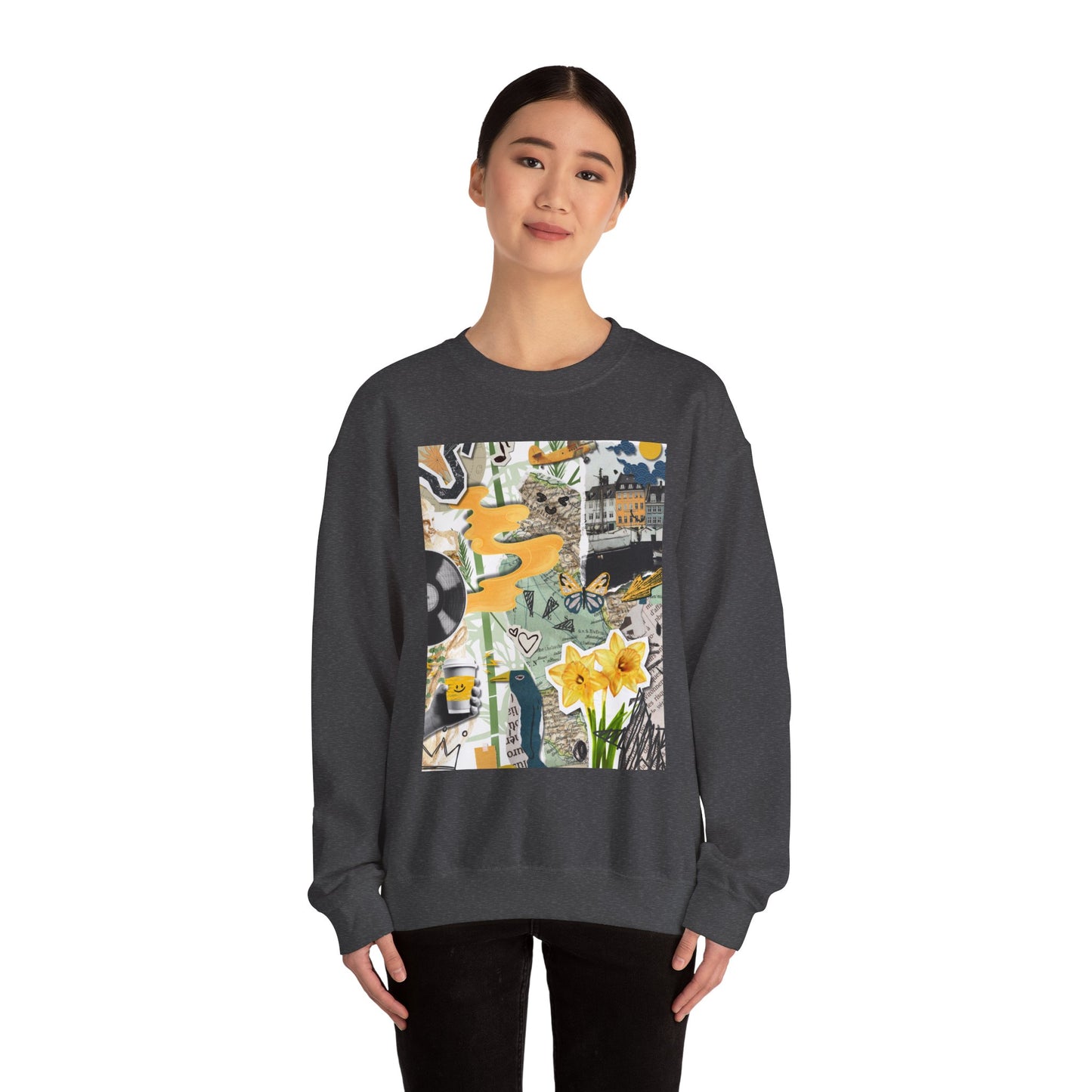 Vibrant Art Sweatshirt for Creatives, Cozy Fall Layering, Gift for Artists, Unique Graphic Pullovers, Casual Everyday Wear, Abstract, Vintage, Collage, Crewneck, Cool Hoodies