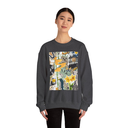Vibrant Art Sweatshirt for Creatives, Cozy Fall Layering, Gift for Artists, Unique Graphic Pullovers, Casual Everyday Wear, Abstract, Vintage, Collage, Crewneck, Cool Hoodies