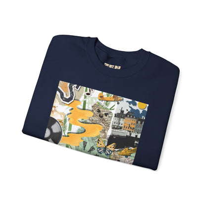 Vibrant Art Sweatshirt for Creatives, Cozy Fall Layering, Gift for Artists, Unique Graphic Pullovers, Casual Everyday Wear, Abstract, Vintage, Collage, Crewneck, Cool Hoodies