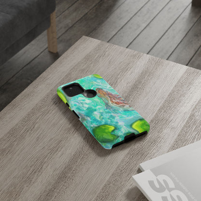 Watercolor Phone Case, Nature Lover Gift, Tough Phone Cover, Phone Accessory, Unique Design for Spring/Summer, Lily Pad, Fish Pond