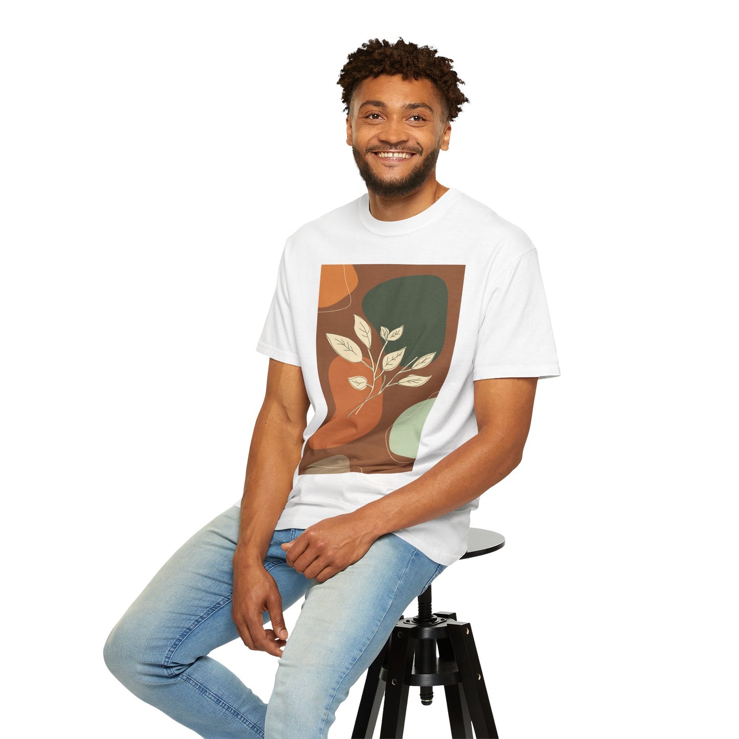 Boho Leafy T-Shirt, Unisex Short Sleeve Tee, Casual Wear, Earthy Aesthetic, Gifts for Nature Lovers, Comfortable Everyday Style
