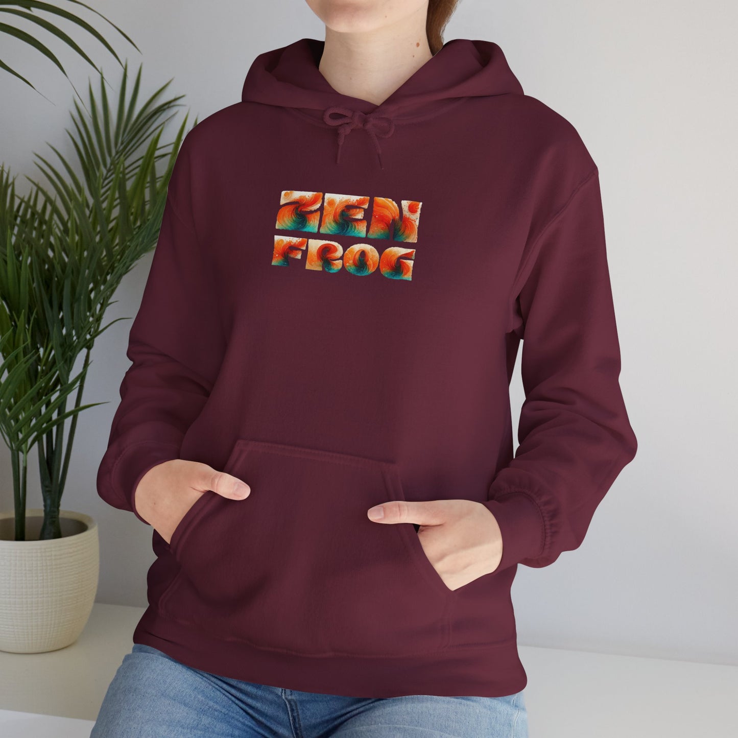 Vibrant Unisex Hoodie with Zen Frog and Snake Design, Cool Gift for Nature Lovers, Casual Wear for All Occasions, Gift for Her, Cool Hoodies