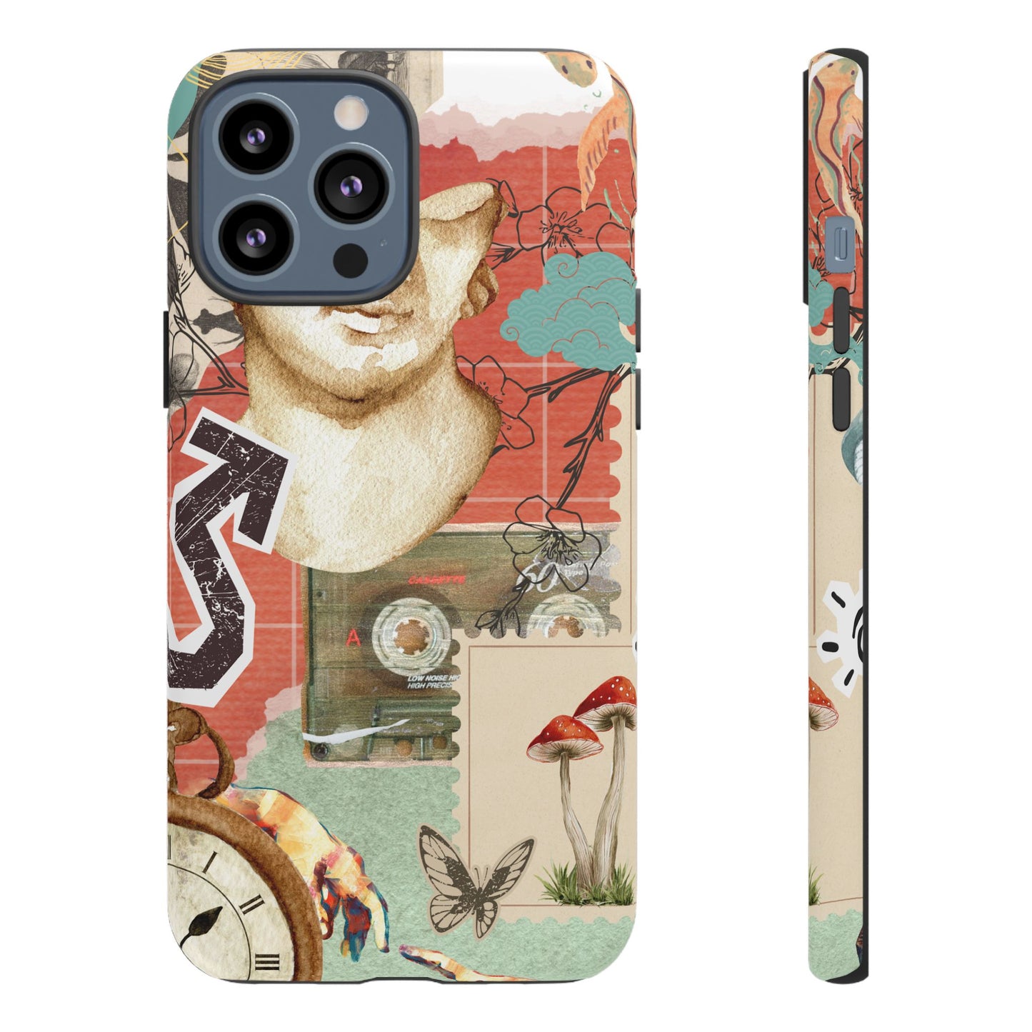 Artistic iPhone Case, Tough Cases with Vintage Design, Unique Phone Cover, Gift for Art Lovers, Protective Case for All Occasions, Vintage Collage Art