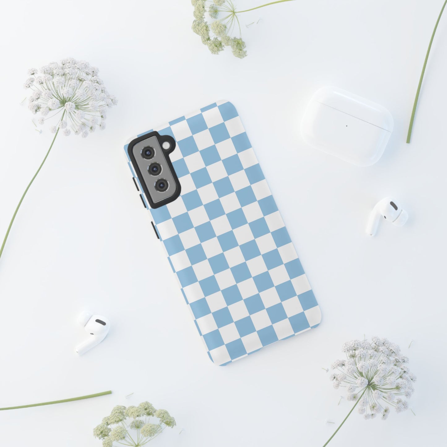 Blue Checkered Phone Case, Tough Phone Cover, Stylish Mobile Protector, Unique Gift for Him/Her, Trendy Accessories for Holidays