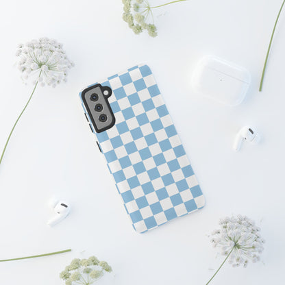 Blue Checkered Phone Case, Tough Phone Cover, Stylish Mobile Protector, Unique Gift for Him/Her, Trendy Accessories for Holidays