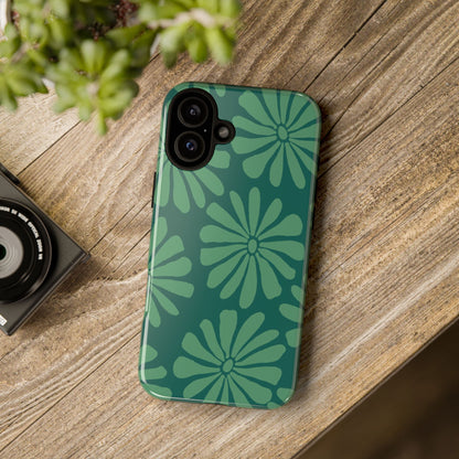 Stylish iPhone Case, Floral Phone Cover, Tough Phone Cases, Green Daisy Design, Unique Gift for Her, Spring Accessories