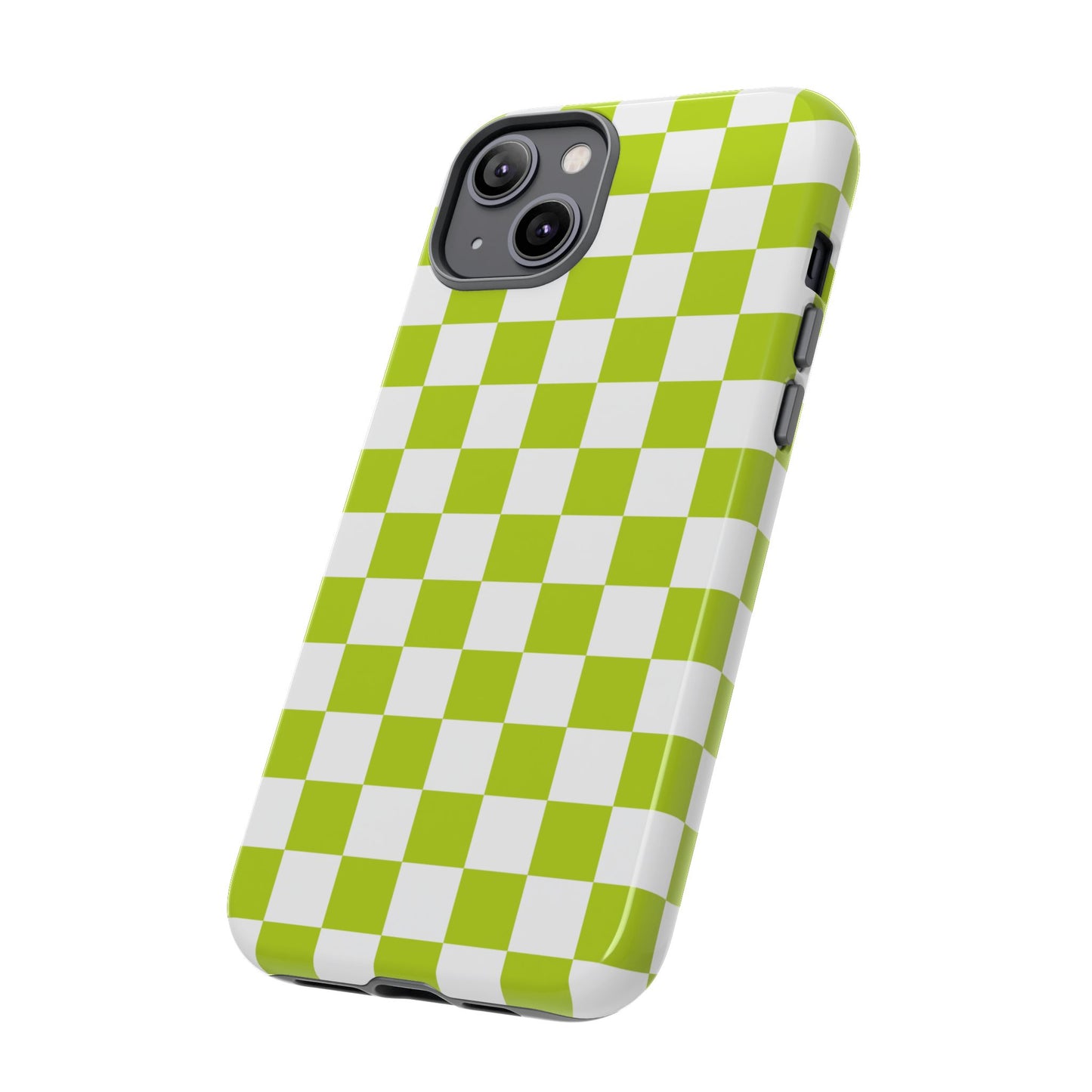 Lively Checker Pattern Phone Case | Tough Cases, Green Checkered Design, Unique Cell Phone Cover, Trendy Accessory, Gift Idea