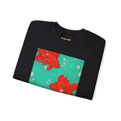 Colorful Fish Graphic Crewneck Sweatshirt, Cozy Unisex Sweater, Fun Graphic Top, Ideal Gift for Fish Lovers, Casual Everyday Wear, Comfy Goldfish Crewneck