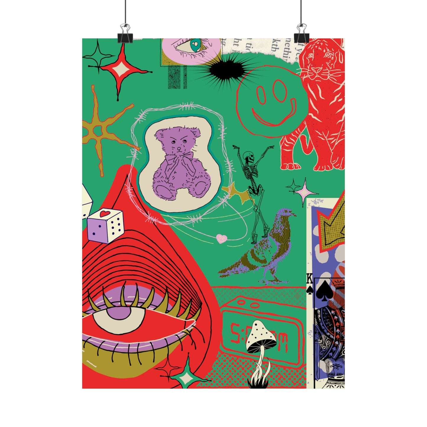 Vibrant Matte Vertical Posters, Retro Wall Art, Playful Home Decor, Unique Gift for Art Lovers, Perfect for Parties and Celebrations