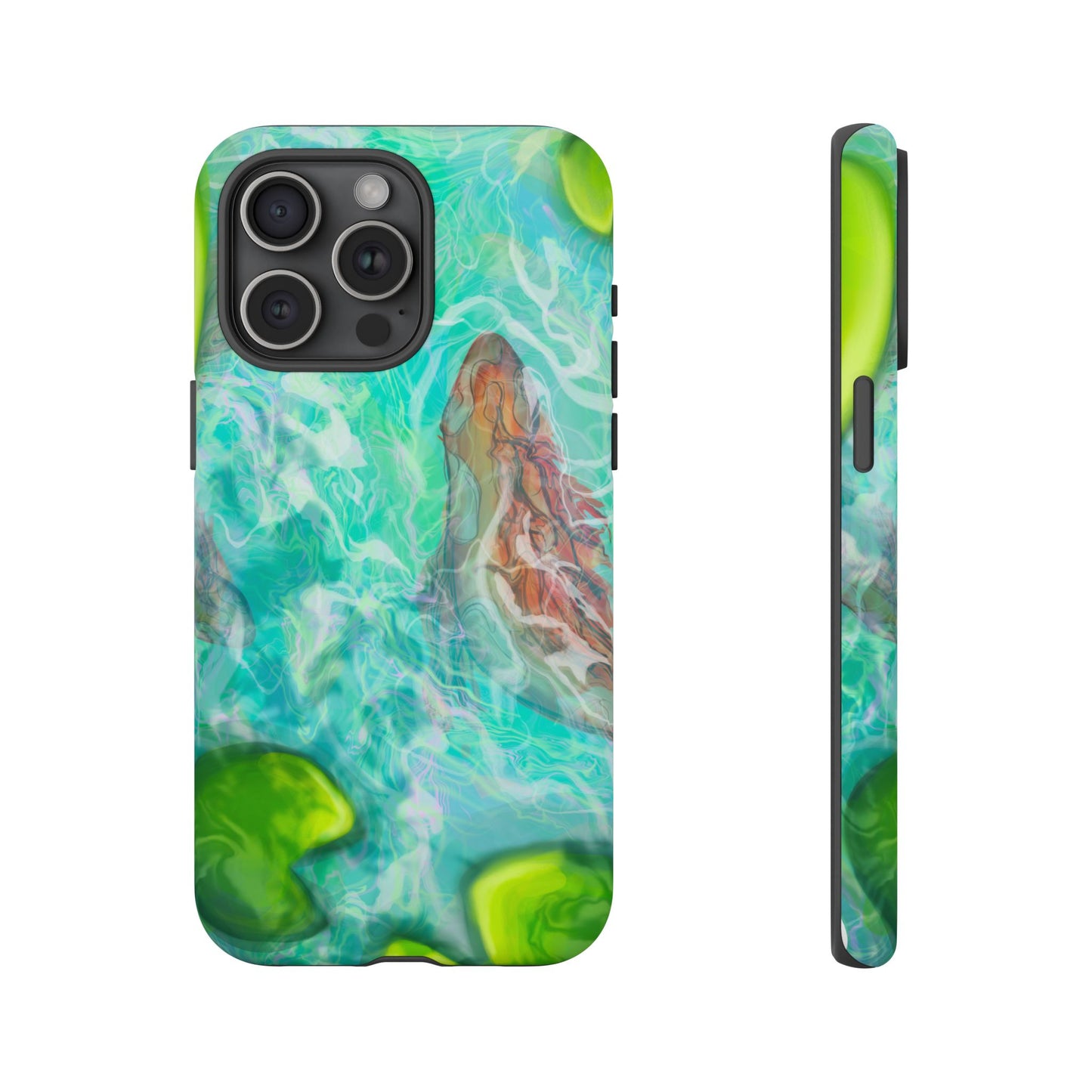Watercolor Phone Case, Nature Lover Gift, Tough Phone Cover, Phone Accessory, Unique Design for Spring/Summer, Lily Pad, Fish Pond