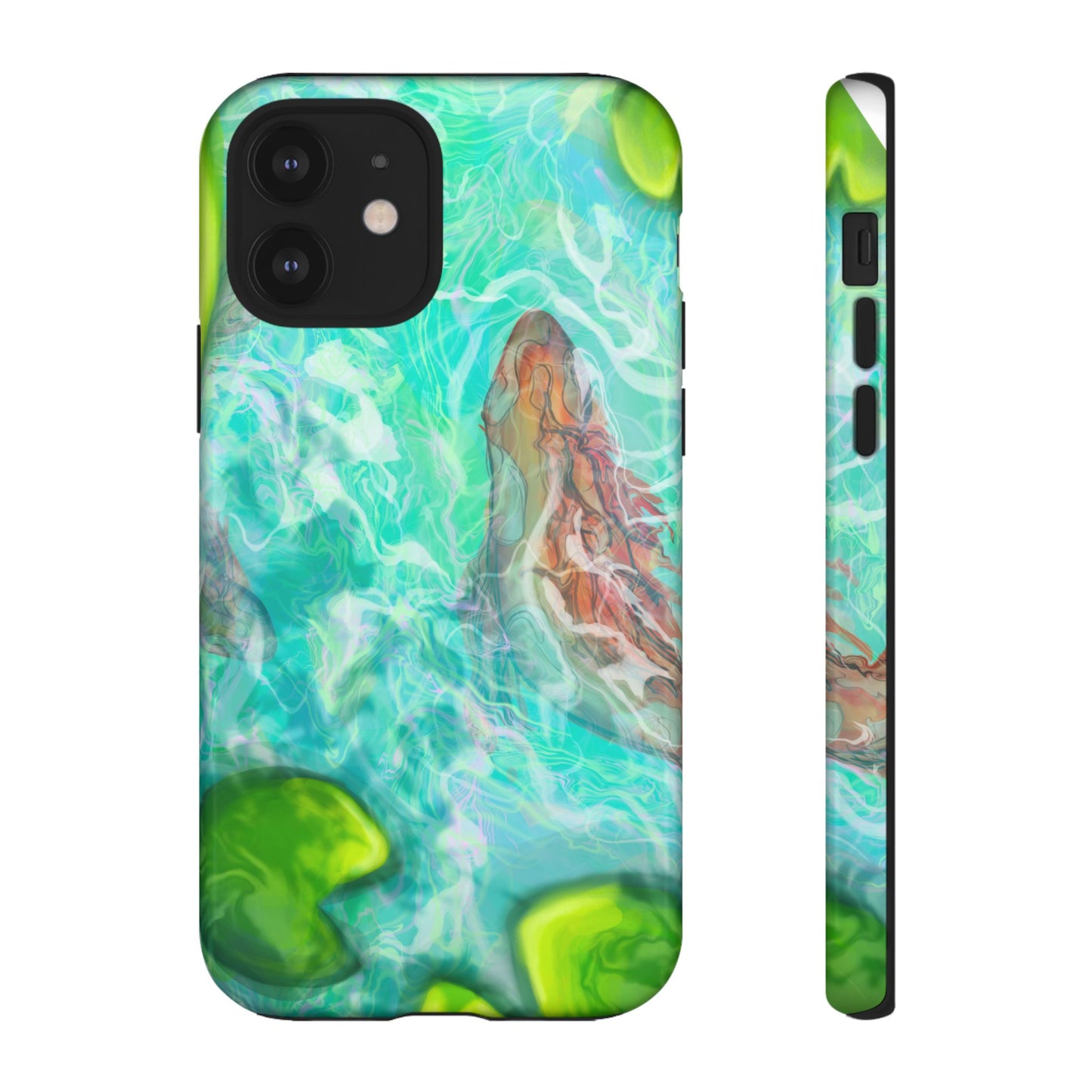 Watercolor Phone Case, Nature Lover Gift, Tough Phone Cover, Phone Accessory, Unique Design for Spring/Summer, Lily Pad, Fish Pond