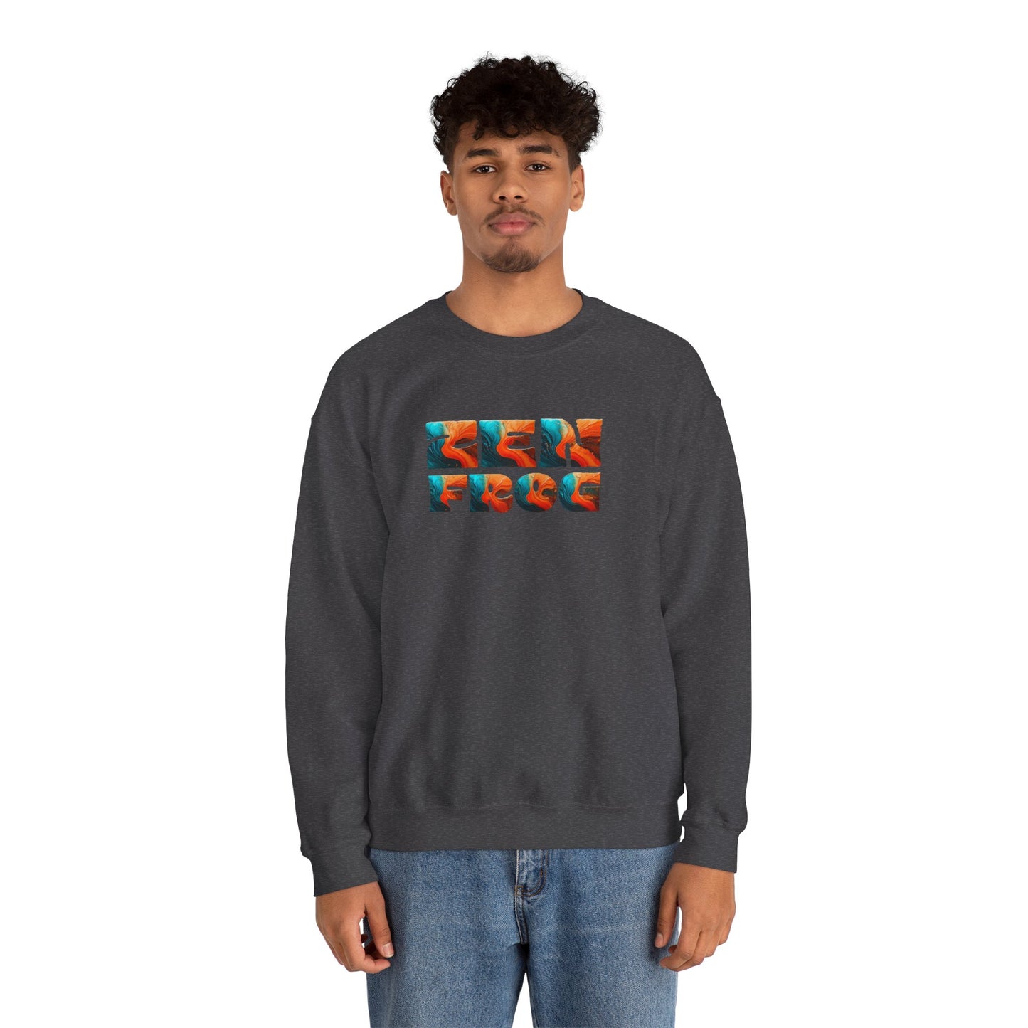 Zen Frog Crewneck Sweatshirt, Cozy Unisex Sweatshirt, Relaxed Fit Fashion, Perfect Gift for Friends, Everyday Style, Casual Wear, Simple Moon Design, Gift for Him, Gift for Her