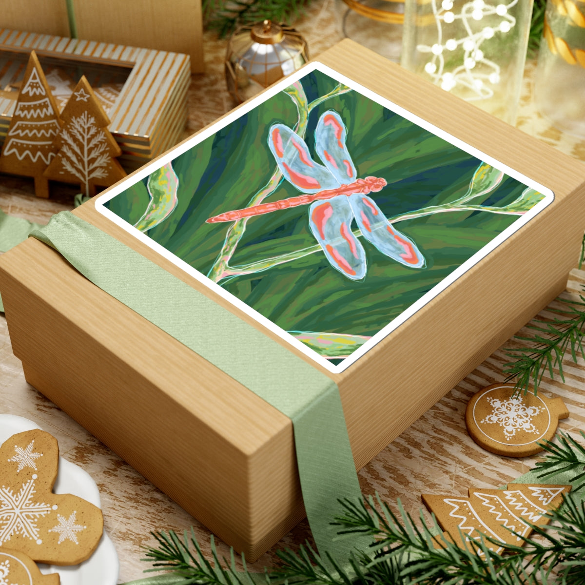 Nature-Inspired Dragonfly Kiss-Cut Stickers for Eco-Conscious Decor, Laptop Stickers, Journal Accessories, Gift Ideas, Greenery Aesthetic