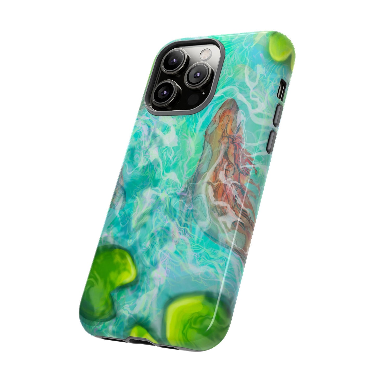 Watercolor Phone Case, Nature Lover Gift, Tough Phone Cover, Phone Accessory, Unique Design for Spring/Summer, Lily Pad, Fish Pond