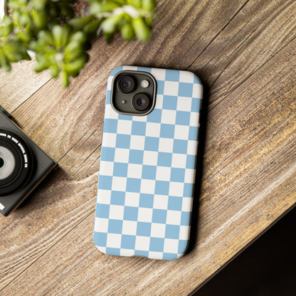 Blue Checkered Phone Case, Tough Phone Cover, Stylish Mobile Protector, Unique Gift for Him/Her, Trendy Accessories for Holidays