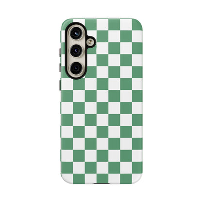Stylish Phone Case - Green Checker Print, Trendy Phone Cover, Unique Gift, Modern Accessories, Eco-Friendly Case