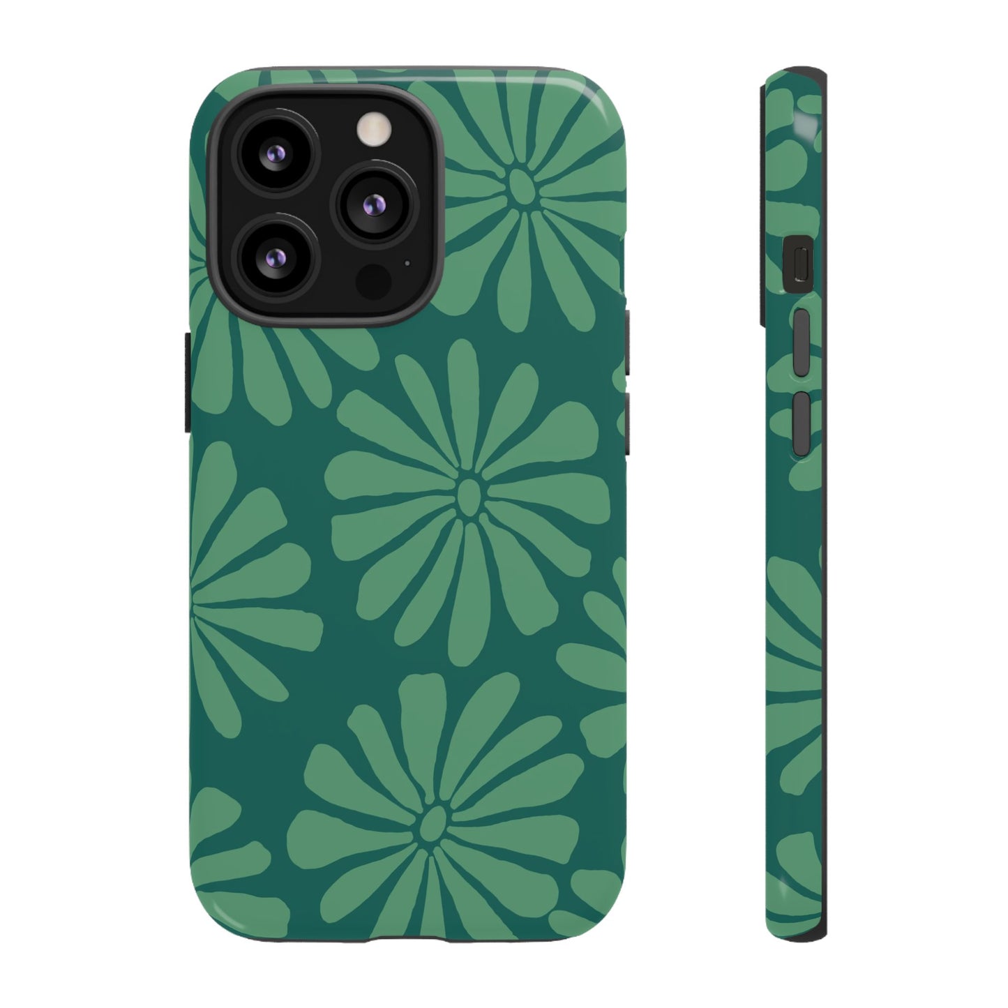 Stylish iPhone Case, Floral Phone Cover, Tough Phone Cases, Green Daisy Design, Unique Gift for Her, Spring Accessories