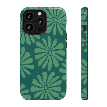 Stylish iPhone Case, Floral Phone Cover, Tough Phone Cases, Green Daisy Design, Unique Gift for Her, Spring Accessories