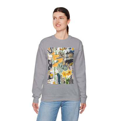 Vibrant Art Sweatshirt for Creatives, Cozy Fall Layering, Gift for Artists, Unique Graphic Pullovers, Casual Everyday Wear, Abstract, Vintage, Collage, Crewneck, Cool Hoodies