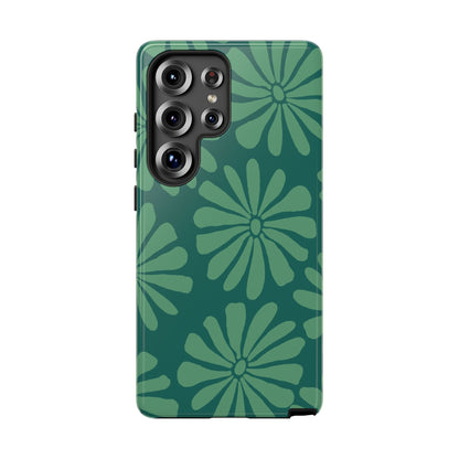 Stylish iPhone Case, Floral Phone Cover, Tough Phone Cases, Green Daisy Design, Unique Gift for Her, Spring Accessories
