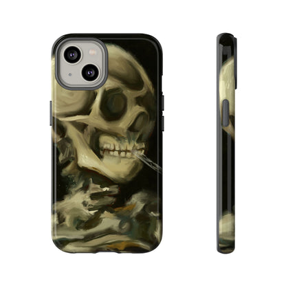 Skull Phone Case - Tough Cases, Macabre Style, Unique Accessories, Perfect for Halloween, Gothic Decor, Edgy Gift Idea | Van Gogh Reimagined, Abstract Twist on  Van Gogh's Skeleton with Burning Cigarette