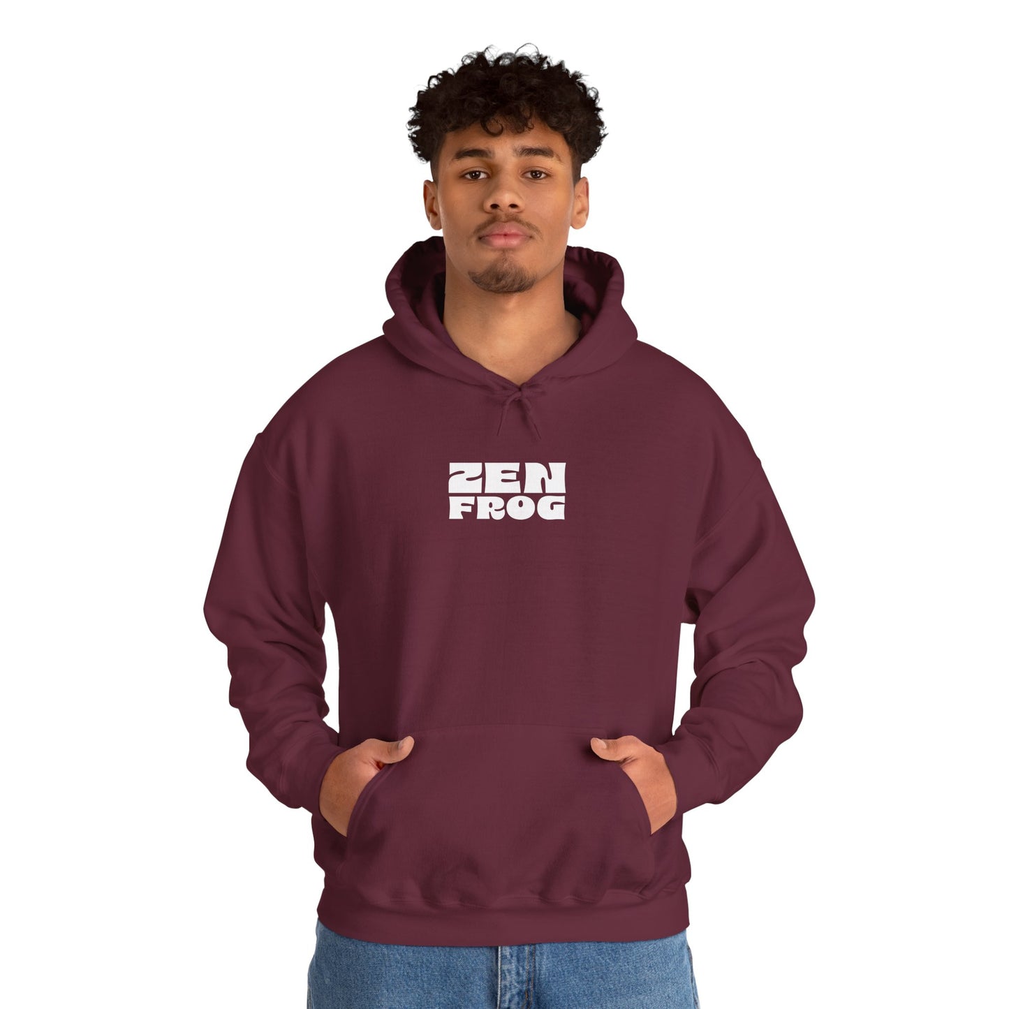 Zen Frog Octopus Unisex Heavy Blend Hooded Sweatshirt, Cozy Graphic Hoodie, Gift for Ocean Lovers, Unique Casual Wear, Relaxed Style