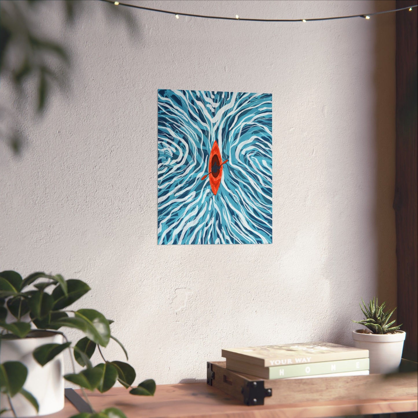 Vibrant Kayaking Poster Print, Adventure Wall Art, Calm Waters Decor, Gift for Outdoor Lovers, Home Office Accent