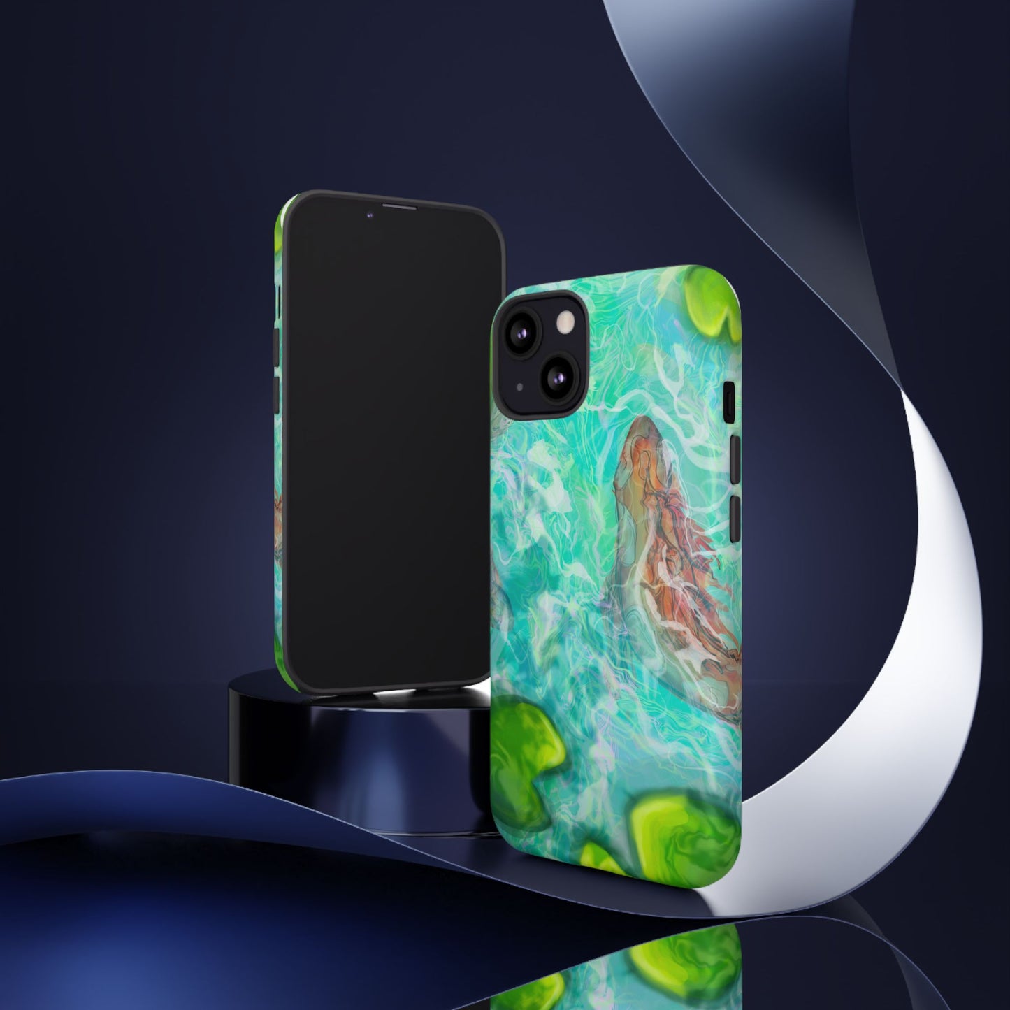 Watercolor Phone Case, Nature Lover Gift, Tough Phone Cover, Phone Accessory, Unique Design for Spring/Summer, Lily Pad, Fish Pond