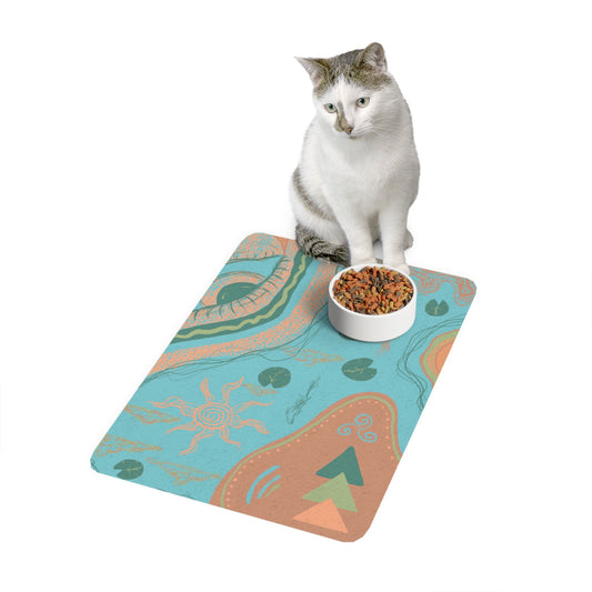 Colorful Pet Food Mat for Stylish Pet Feeding, Dog and Cat Bowl Placemat, Non-Slip Design, Fun and Decorative Dish Mat, Gift for Pet Lovers
