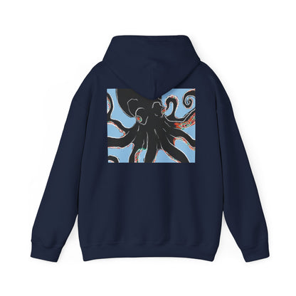 Zen Frog Octopus Unisex Heavy Blend Hooded Sweatshirt, Cozy Graphic Hoodie, Gift for Ocean Lovers, Unique Casual Wear, Relaxed Style