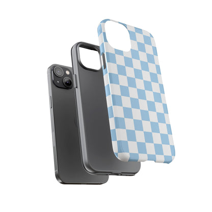 Blue Checkered Phone Case, Tough Phone Cover, Stylish Mobile Protector, Unique Gift for Him/Her, Trendy Accessories for Holidays